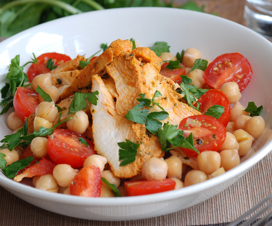 Cajun chicken and chickpea salad