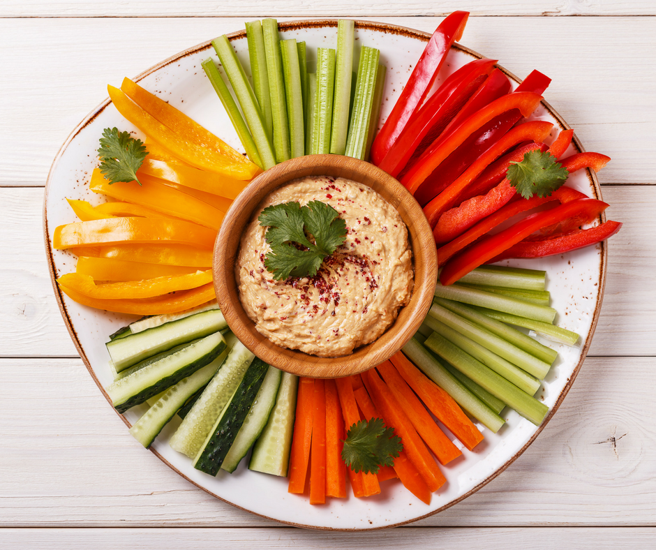 Healthy weight loss hummus with vegetable sticks