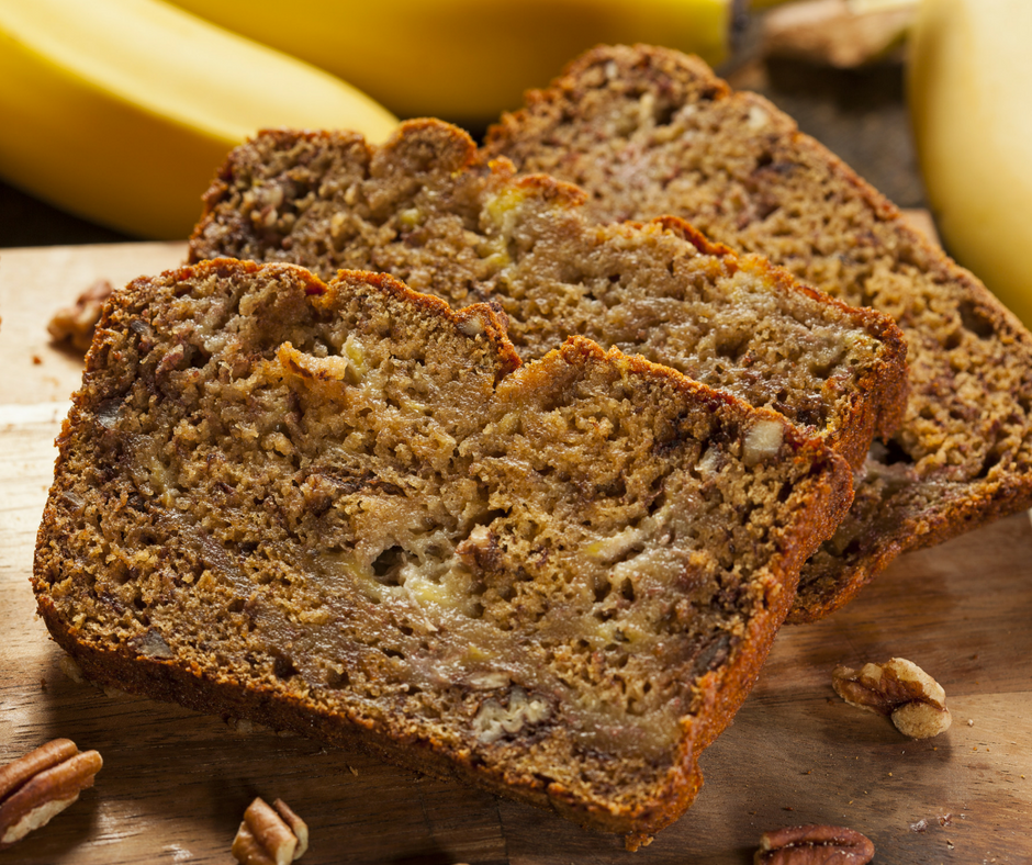 Healthy banana bread slices